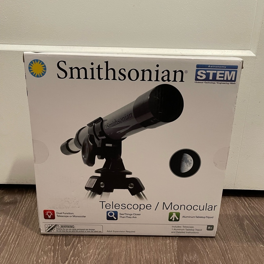Smithsonian STEM 30x Telescope / Monocular with Aluminum Tabletop Tripod And Cap